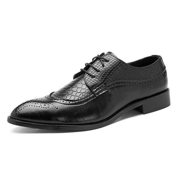 Męskie Buty W Stylu Brogue Z Prawdziwej Skóry Pointed Toe Biznesowe Formalne Buty