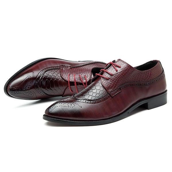 Męskie Buty W Stylu Brogue Z Prawdziwej Skóry Pointed Toe Biznesowe Formalne Buty