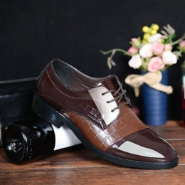 Męskie Buty Z Mikrofibry Pointy Toe Łączenie Krokodyla Miękka Podeszwa Casual Dress Shoes