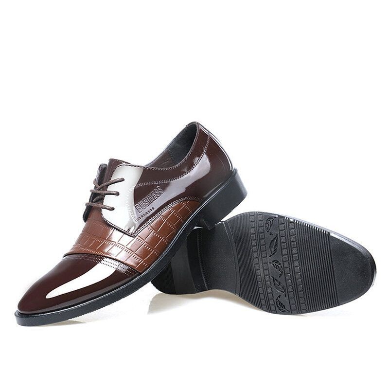 Męskie Buty Z Mikrofibry Pointy Toe Łączenie Krokodyla Miękka Podeszwa Casual Dress Shoes