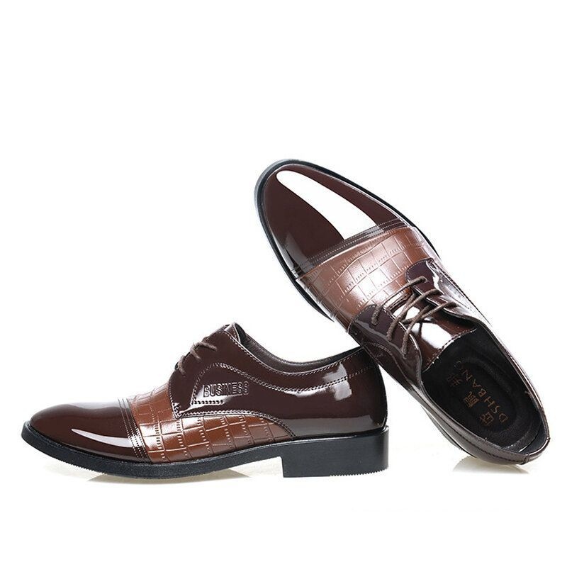 Męskie Buty Z Mikrofibry Pointy Toe Łączenie Krokodyla Miękka Podeszwa Casual Dress Shoes