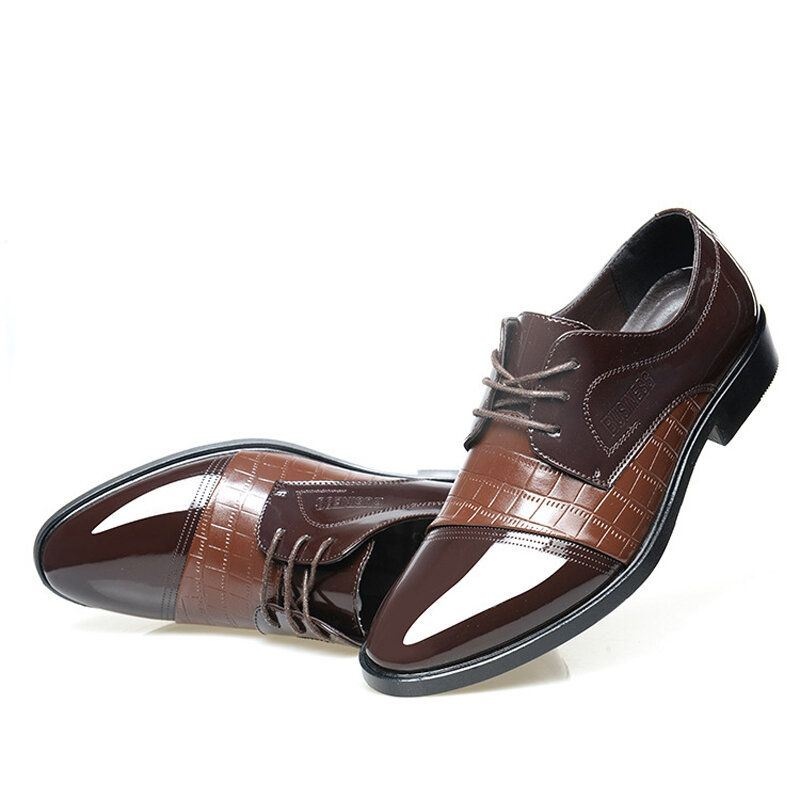 Męskie Buty Z Mikrofibry Pointy Toe Łączenie Krokodyla Miękka Podeszwa Casual Dress Shoes