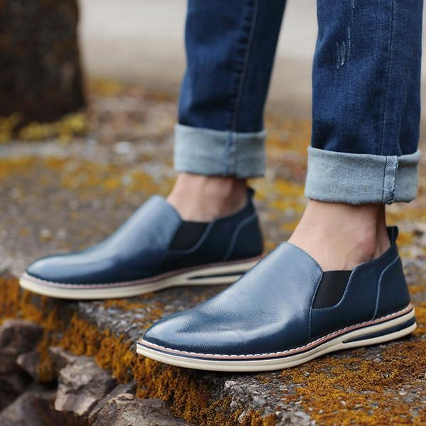 Męskie Buty Z Prawdziwej Skóry Casual Slip On Business Oxfords