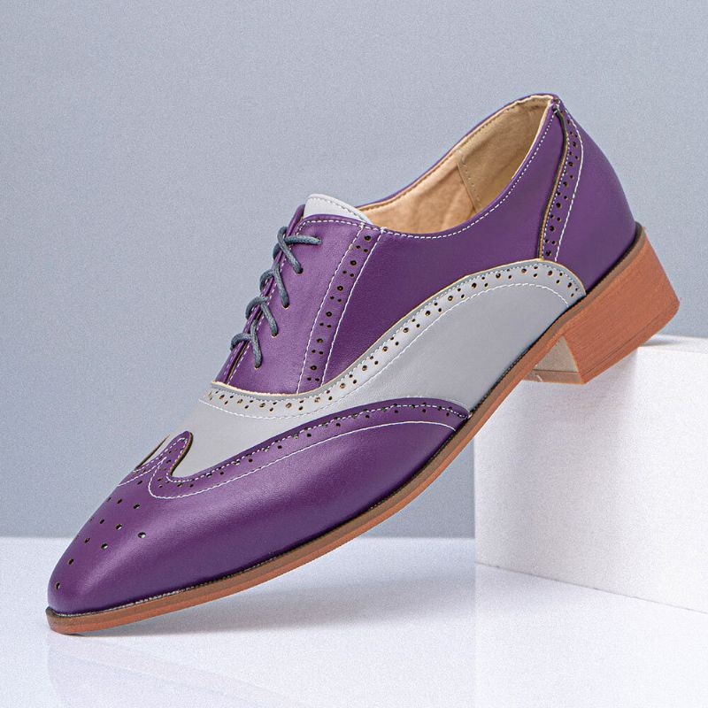 Męskie Duże Rozmiary Pointed Toe Color Blocking Hollow Out Business Oxfords Shoes