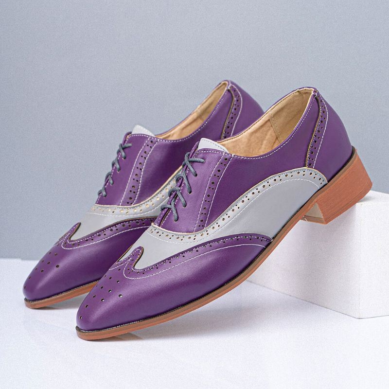 Męskie Duże Rozmiary Pointed Toe Color Blocking Hollow Out Business Oxfords Shoes