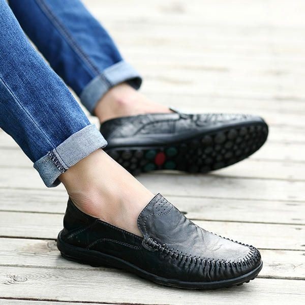 Męskie Duże Rozmiary Slip On Skórzane Buty Wizytowe Miękka Podeszwa Buty Biznesowe