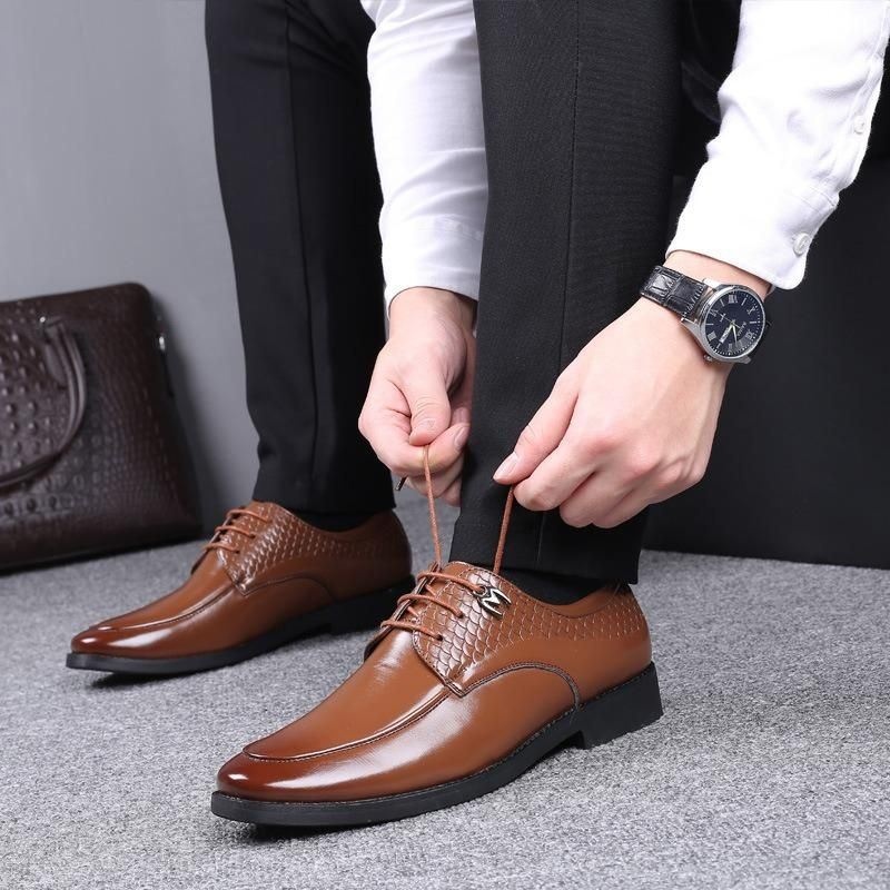 Męskie Formalne Buty Casual Pattern Slip On Soft Business Oxfords