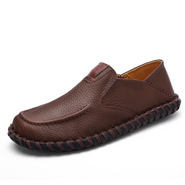 Męskie Miękkie Oddychające Płaskie Buty Casual Outdoor Leather Slip On Oxfords