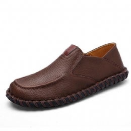 Męskie Miękkie Oddychające Płaskie Buty Casual Outdoor Leather Slip On Oxfords