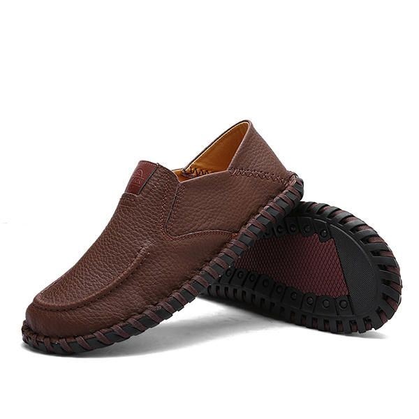 Męskie Miękkie Oddychające Płaskie Buty Casual Outdoor Leather Slip On Oxfords