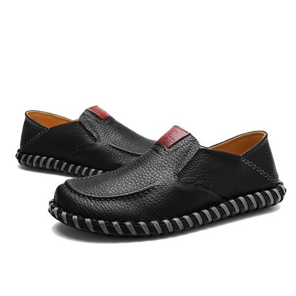 Męskie Miękkie Oddychające Płaskie Buty Casual Outdoor Leather Slip On Oxfords