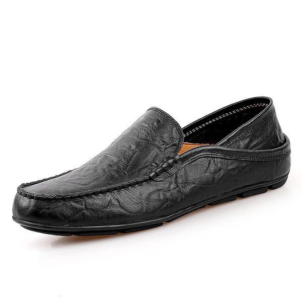 Męskie Miękkie Skórzane Formalne Buty Slip On Business Shoes Casual Driving Shoes