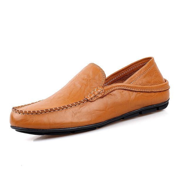 Męskie Miękkie Skórzane Formalne Buty Slip On Business Shoes Casual Driving Shoes