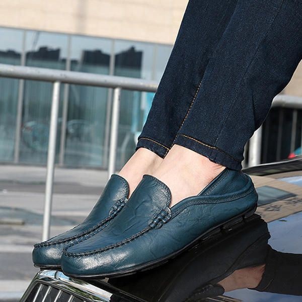 Męskie Miękkie Skórzane Formalne Buty Slip On Business Shoes Casual Driving Shoes