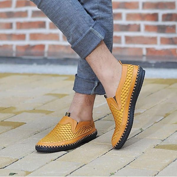 Męskie Oddychające Siatkowe Pochłanianie Potu Slip On Oxfords Mieszkania