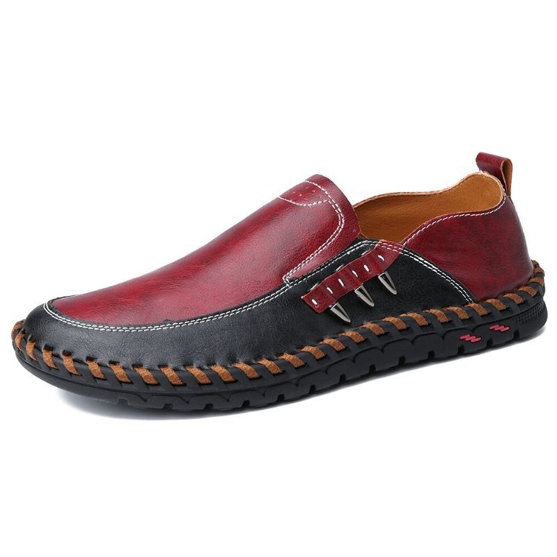 Męskie Oryginalne Skórzane Antypoślizgowe Miękkie Podeszwy Slip On Business Casual Oxfords