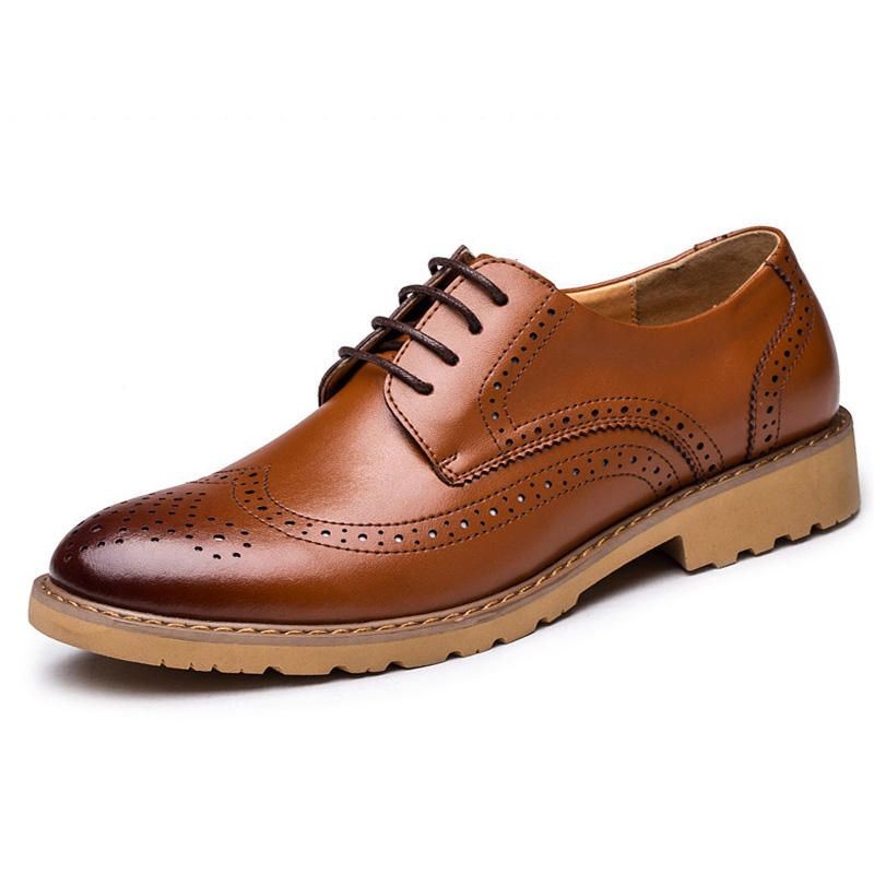 Męskie Oryginalne Skórzane Półbuty Rzeźbione Business Casual Oxfords