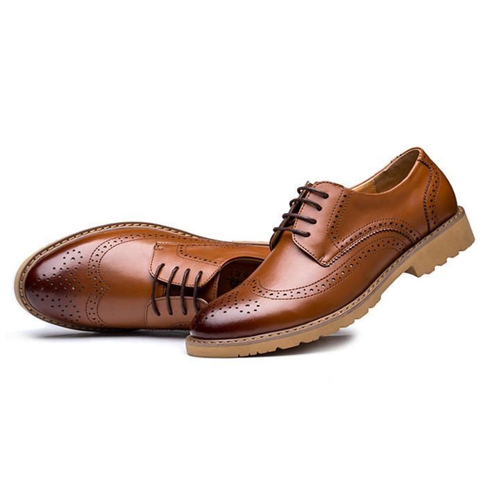 Męskie Oryginalne Skórzane Półbuty Rzeźbione Business Casual Oxfords