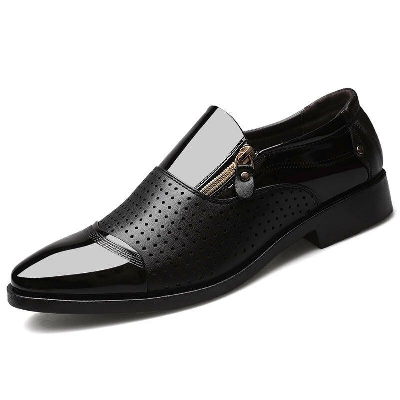 Męskie Skórzane Hollow Out Oddychająca Miękka Podeszwa Slip On Casual Oxford Business Shoes