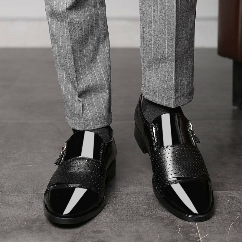 Męskie Skórzane Hollow Out Oddychająca Miękka Podeszwa Slip On Casual Oxford Business Shoes