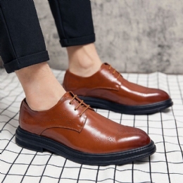 Męskie Skórzane Oddychające Wygodne Pointy Toe Vintage Oxford Casual Business Shoes