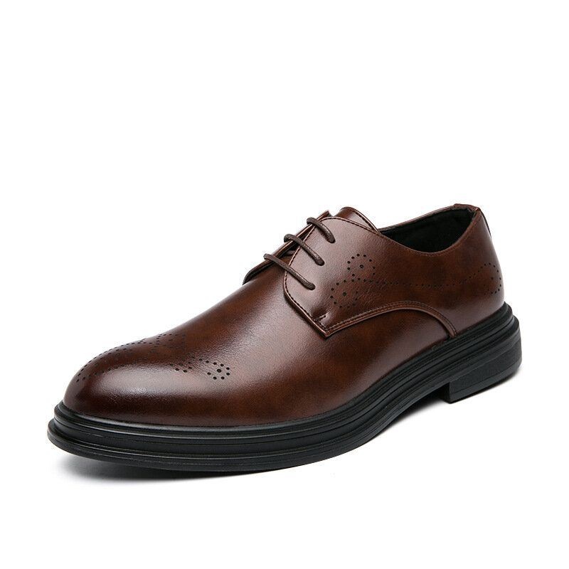 Męskie Skórzane Oddychające Wygodne Pointy Toe Vintage Oxford Casual Business Shoes