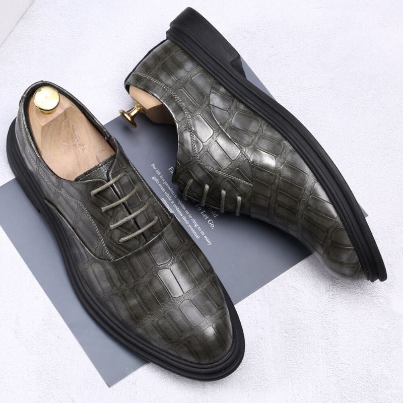 Męskie Skórzane Wygodne Miękkie Podeszwy Crocodile Grain England Style Casual Business Shoes