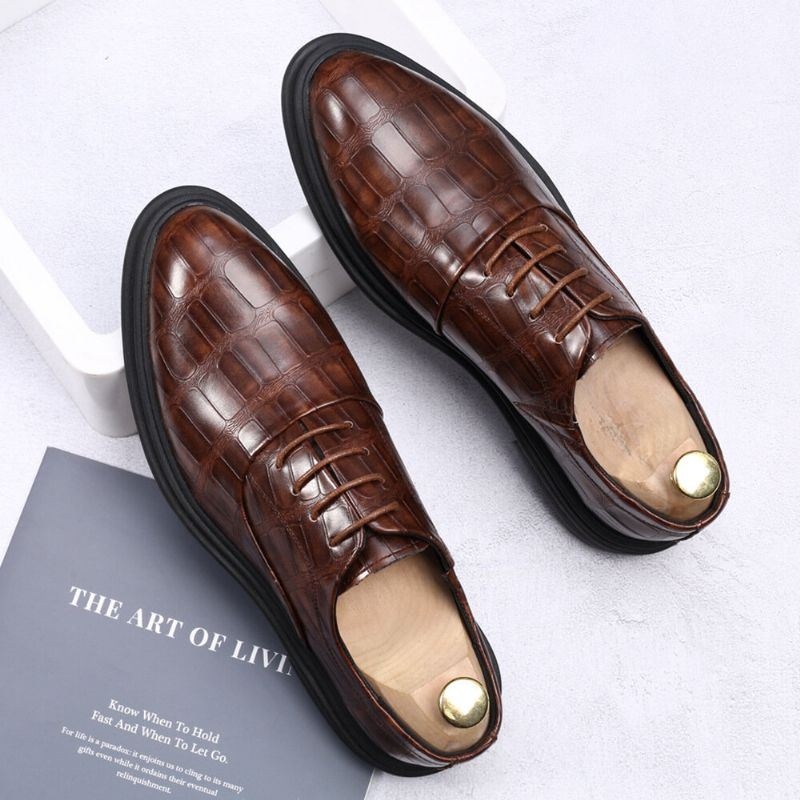 Męskie Skórzane Wygodne Miękkie Podeszwy Crocodile Grain England Style Casual Business Shoes