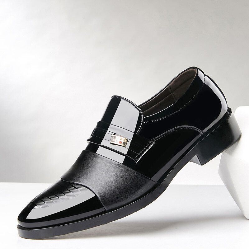 Męskie Skórzane Wygodne Miękkie Podeszwy Pointy Toe Slip On Dress Casual Business Shoes