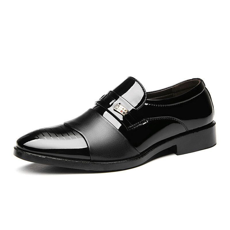 Męskie Skórzane Wygodne Miękkie Podeszwy Pointy Toe Slip On Dress Casual Business Shoes