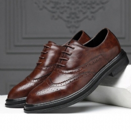 Męskie Skórzane Z Mikrofibry Oddychające Wygodne Pointy Toe Anglia Style Casual Business Shoes