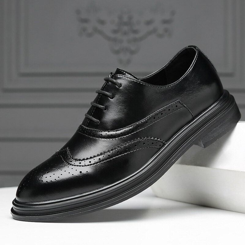 Męskie Skórzane Z Mikrofibry Oddychające Wygodne Pointy Toe Anglia Style Casual Business Shoes