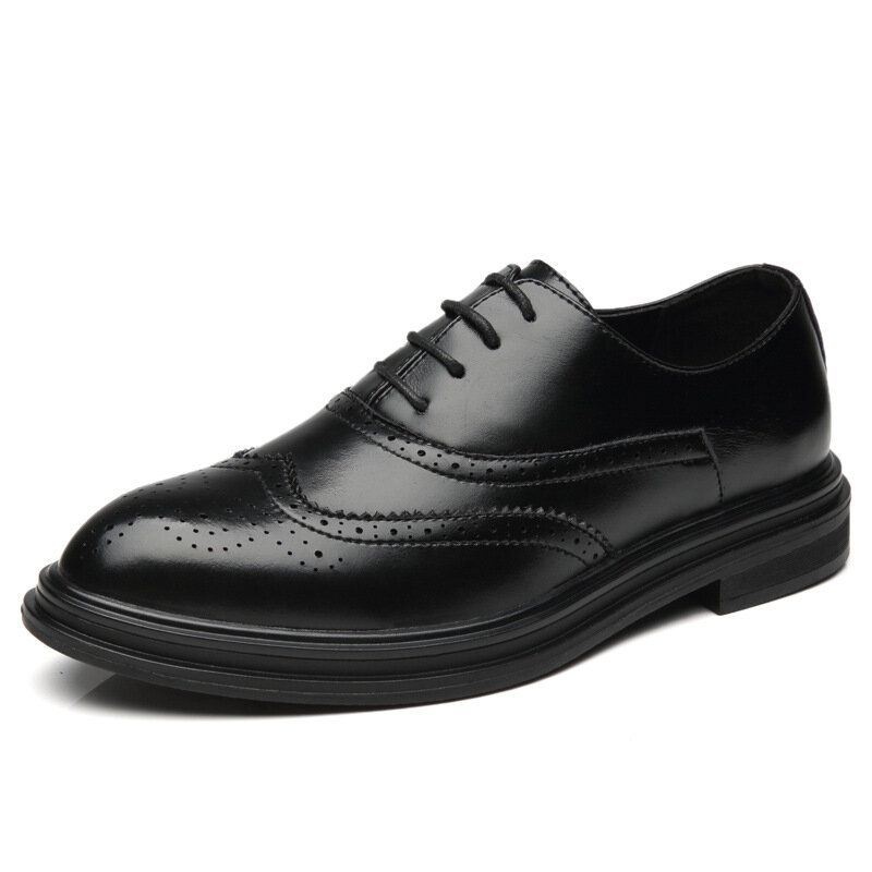 Męskie Skórzane Z Mikrofibry Oddychające Wygodne Pointy Toe Anglia Style Casual Business Shoes