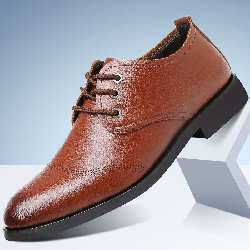 Męskie Wygodne Skórzane Buty Z Mikrofibry Miękkie Sznurowane Business Casual Formalne Buty