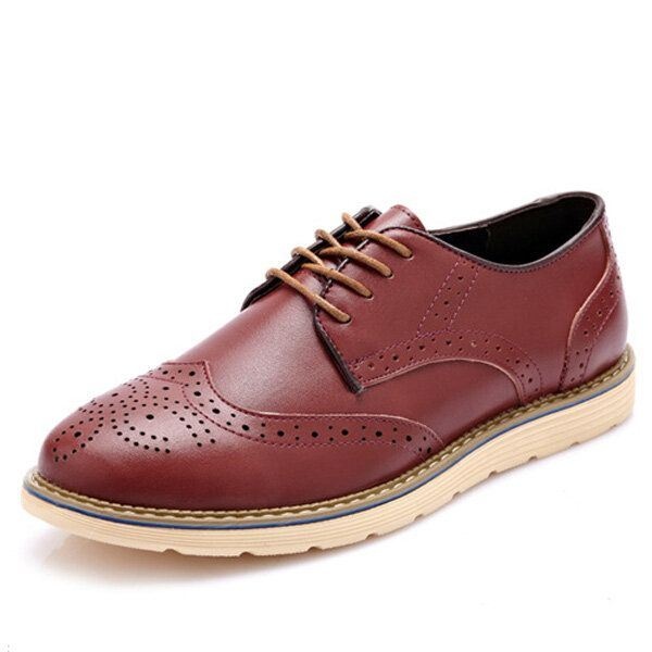 Moda Męska Brogue Buty Sznurowane Okrągłe Toe Brytyjskie Oksfordzie