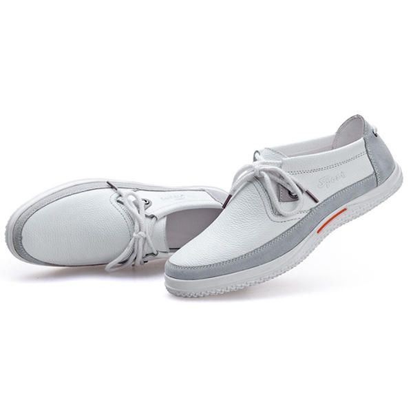 Sznurowane Męskie Oksfordzie Casual Outdoor Płaskie Buty W Skórze