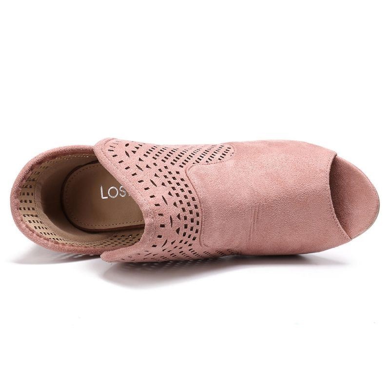 Kobiety Hollow Out Peep Toe Slip On Przyczynowe Pompy Biurowe Na Wysokim Obcasie