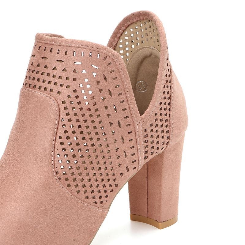 Kobiety Hollow Out Peep Toe Slip On Przyczynowe Pompy Biurowe Na Wysokim Obcasie