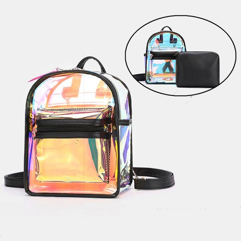 Kobiety 2 Szt. Przezroczyste Galaretki Multi-carry Mini Plecak Torebka Crossbody