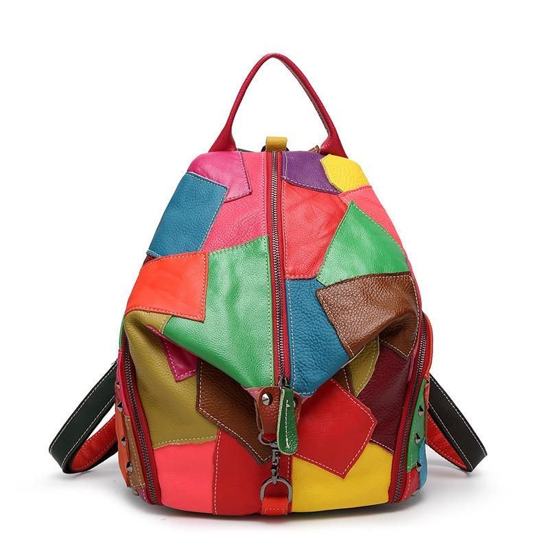 Kobiety Casual Patchwork Oryginalne Skórzane Torby Na Ramię O Dużej Pojemności Torby Crossbody