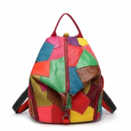 Kobiety Casual Patchwork Oryginalne Skórzane Torby Na Ramię O Dużej Pojemności Torby Crossbody