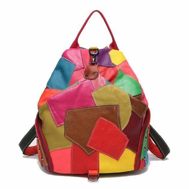 Kobiety Casual Patchwork Oryginalne Skórzane Torby Na Ramię O Dużej Pojemności Torby Crossbody