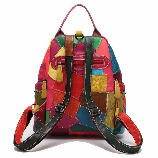 Kobiety Casual Patchwork Oryginalne Skórzane Torby Na Ramię O Dużej Pojemności Torby Crossbody