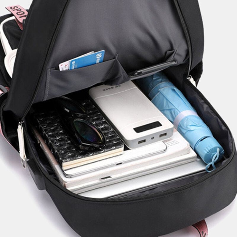 Kobiety Drukujące Plecak Do Ładowania Usb O Dużej Pojemności Student School Bag