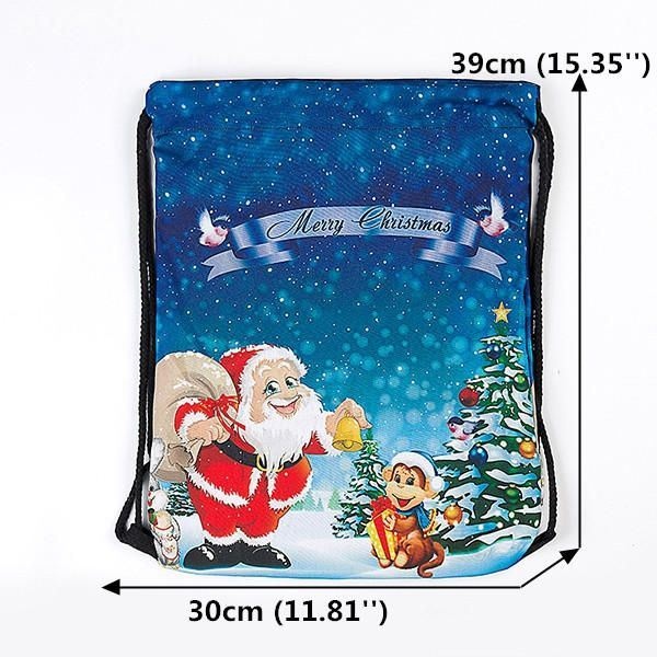 Kobiety Print String Christmas Bag Plecak