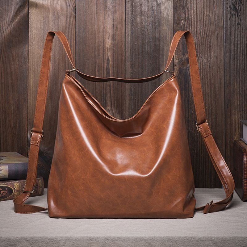 Kobiety Wosk Olejny Skórzany Plecak O Dużej Pojemności Torba Na Ramię Torba Crossbody Torebka Torba Na Pieluchy Torba Hobo Torba Hobo