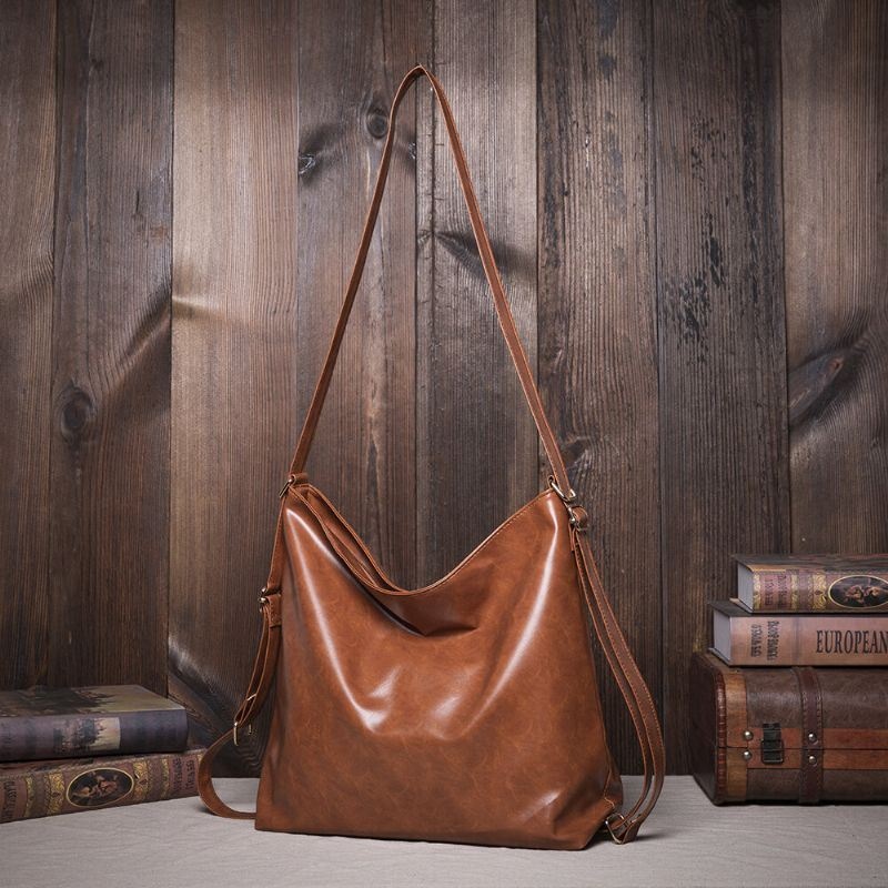 Kobiety Wosk Olejny Skórzany Plecak O Dużej Pojemności Torba Na Ramię Torba Crossbody Torebka Torba Na Pieluchy Torba Hobo Torba Hobo