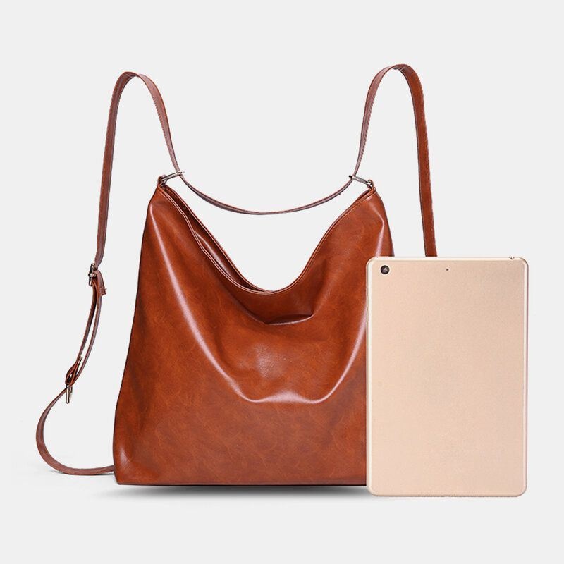 Kobiety Wosk Olejny Skórzany Plecak O Dużej Pojemności Torba Na Ramię Torba Crossbody Torebka Torba Na Pieluchy Torba Hobo Torba Hobo