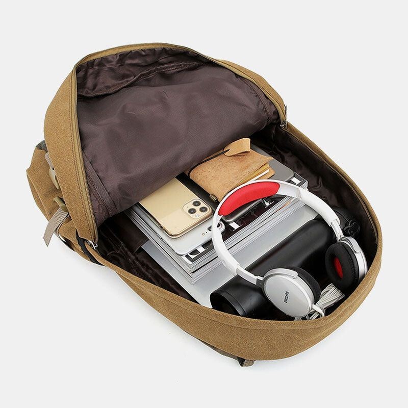 Mężczyźni Canvas Duża Pojemność Tactical Outdoor Traveling 14 Cal Torba Na Laptopa Plecak Szkolny