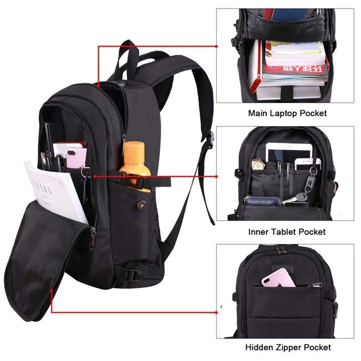 Mężczyźni Kobiety Duża Pojemność Moda Anti-theft Usb Plecak Outdoor Travel Bag